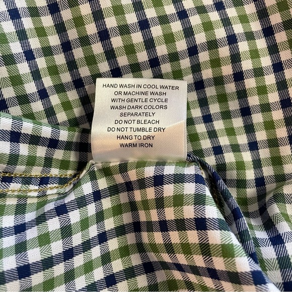 Tom James Men's Button Up Shirt Blue/Green Checkered Pattern Size Medium - Picture 7 of 11